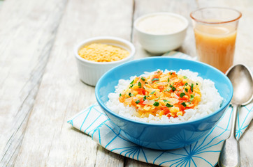 Yellow lentils Dahl with rice