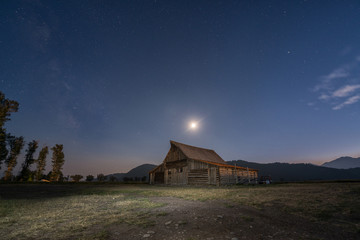 Moon rising over Mormon Row 