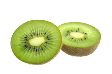 slices of kiwi isolated on white background