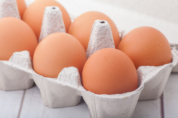 Eggs in paper container