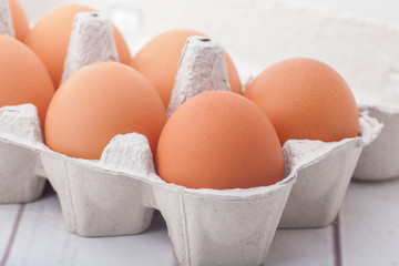 Eggs in paper container