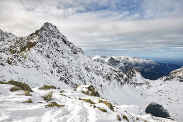 Obraz premium Landscape in Slovak High Tatras (view from Polsky Hreben towards
