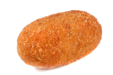 fried breaded cutlet isolated on white background