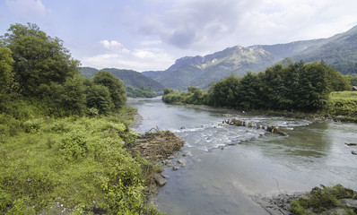 Fototapeta na wymiar mountain landscape with a river romania