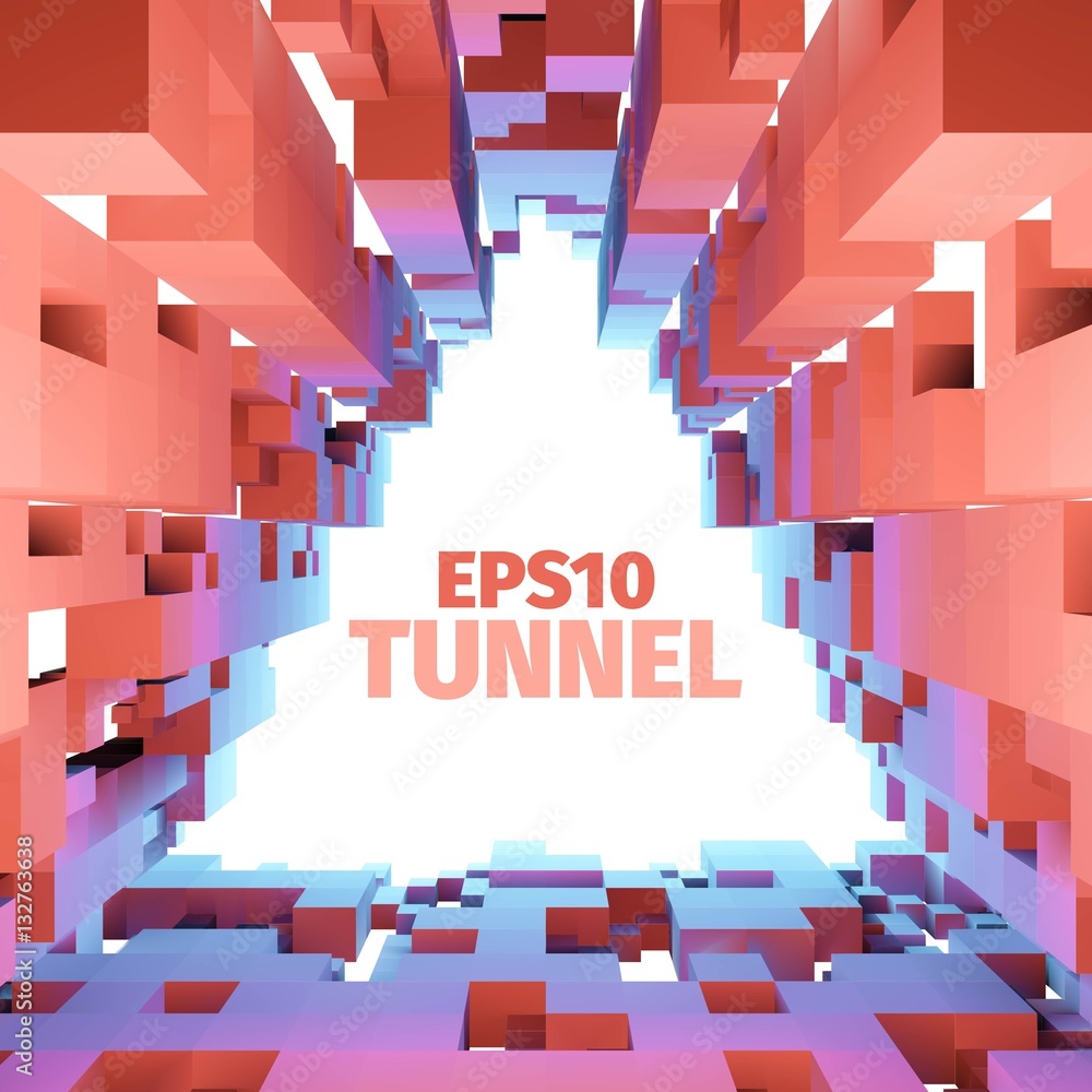 Aufkleber abstract vector tunnel. 3d background. triangle border