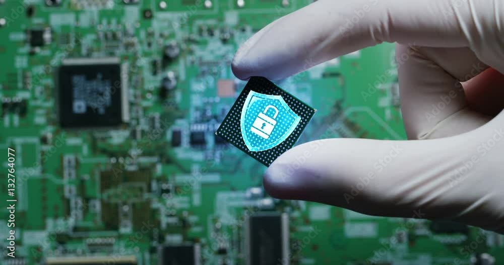 Poster macro shot of a chip, futuristic and modern advanced technology system. the circuit is used in the c