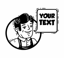 cute guy smiles and says circle comics for text