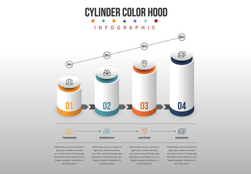 Colored Capped Cylinder Infographic