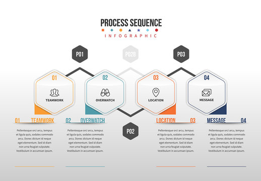 Rounded Hexagon Process Sequence Infograhic