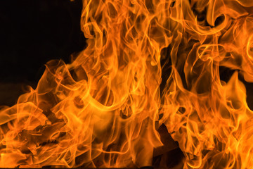 Closeup blaze fire flame background and textured