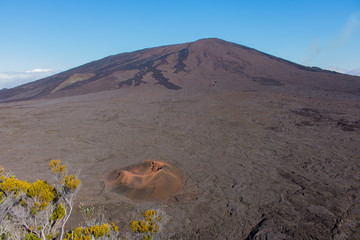 Ile de la Reunion Piton de la Fournaise volcano crater rim landscape panorama and formica leo - 132766676