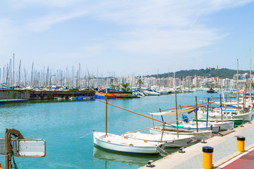Fototapeta na wymiar Panorama skyline view Palma Mallorca marina, and Castell de Bell