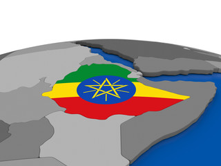 Ethiopia on 3D globe