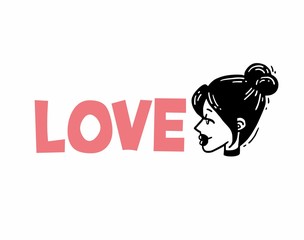 Profile of a beautiful a girl sign love
