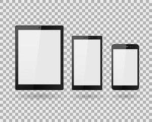 Vector tablet computer and mobile phone realistic on isolate background, vector illustration EPS10