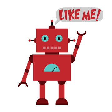 Vector illustration of a toy Robot and text LIKE ME!