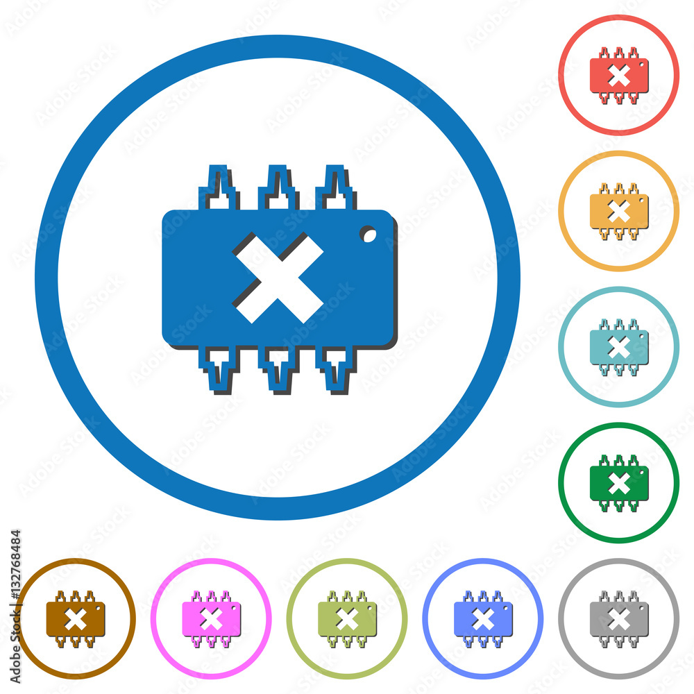 Poster hardware failure icons with shadows and outlines