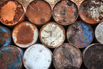 Old rusty barrels