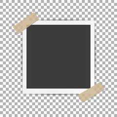 Photo frame with shadow on isolate background, vector template for your stylish photos or images, EPS10