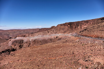  Winding road of The Atlas Mountain in Morocco.