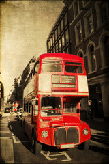 vintage style picture of a Routemaster in London