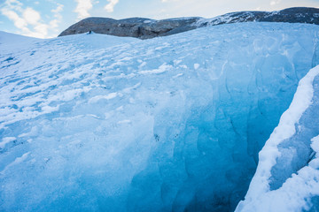 Iceland glacier crevice crack blue ice