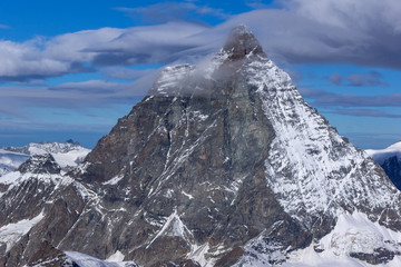 Closeup view of mount Matterhorn, Canton of Valais, Alps, Switzerland 
