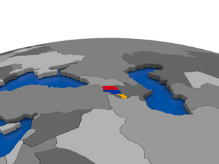 Armenia on 3D globe