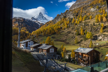 Amazing Autumn Landscape of Mount Matterhorn, Canton of Valais, Switzerland 

