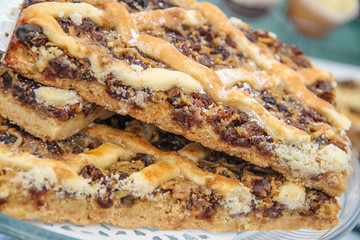 Fresh apple pie on the street market