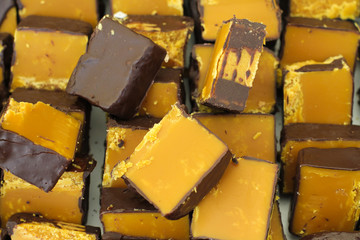 Fresh Ginger fudge covered in chocolate on the market