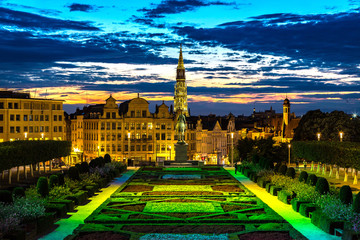 Cityscape of Brussels at night