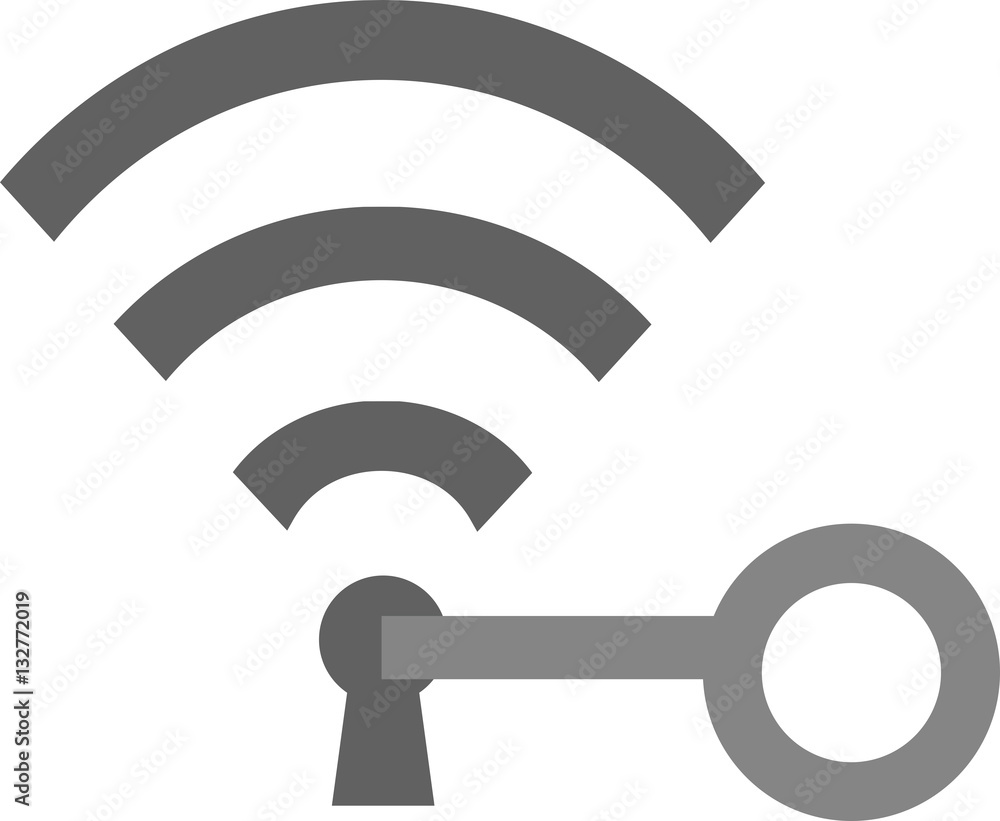 Poster key unlocking or locking wifi symbol