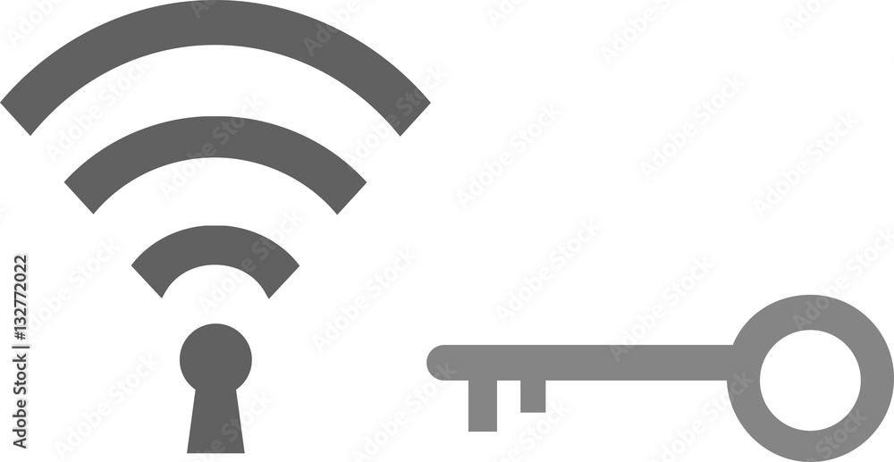 Poster wifi symbol with keyhole and key