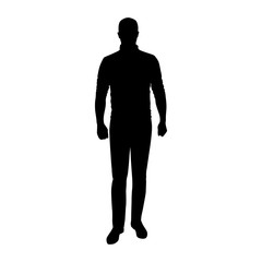 Man standing in jumper and jeans, vector silhouette