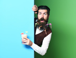 surprised handsome bearded man