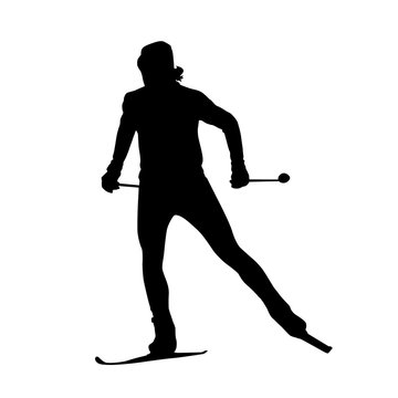 Cross country skiing vector silhouette