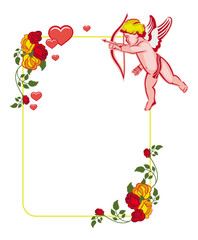 Obraz premium Cupid with bow hunting for hearts. Vector clip art.