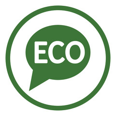 ecology sign eco character emblem label word bubble dialog simple in circle