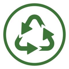 recicle arrow triangular sign icon simple in circle