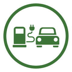 electric car automobile eco automobile green simple icon in circle