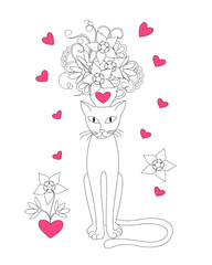 cat with hearts