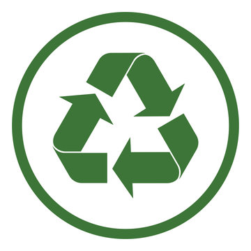 recicle arrow triangular sign icon simple in circle