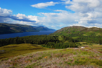 Fototapeta na wymiar Loch ness view on a beautiful summer day