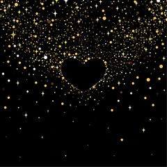 Cover design.Black heart and stars on the black background.