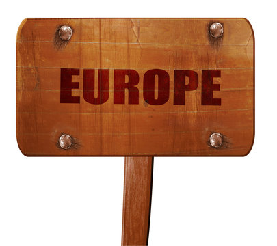 eruope, 3D rendering, text on wooden sign