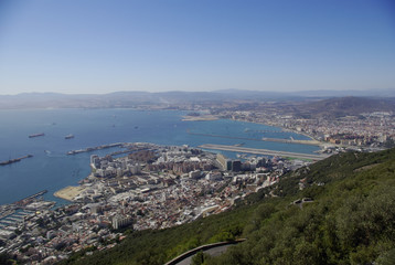 View from the top of Gibraltar towards Spain