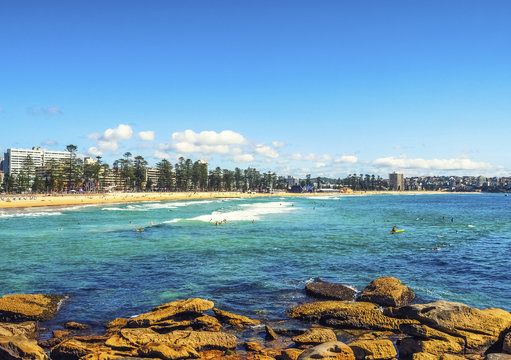 Panoramic View of Manly Beach in Australia.