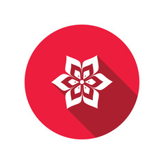 Orchid flower icon. Floral symbol. Round circle flat sign with long shadow. Vector