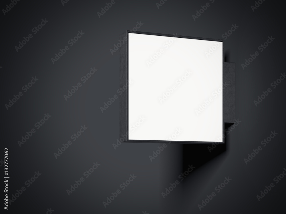 Poster empty signboard in a dark studio. 3d rendering